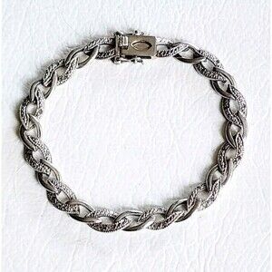 OTC Sterling Silver 925 Diamond Chain Bracelet 8 inches  15.78g